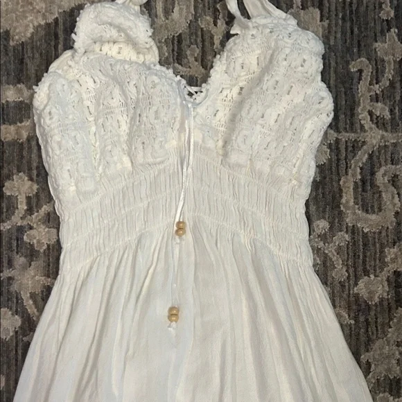 White Halter Dress with Crochet Details - Picture 7 of 7
